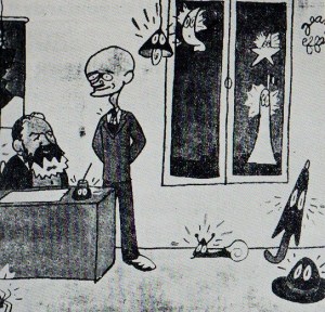 Caricature de Jean Effel: "Cette fois, les cagoulards, je crois qu'on en est débarrassé pour de bon", dit Marx Dormoy.